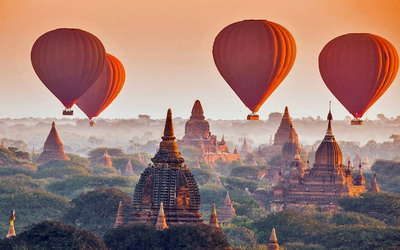 Riding A Hot Air Balloon In Bagan
